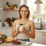 Potraviny bohaté na vitamín C ako citrusy a zelenina na stole